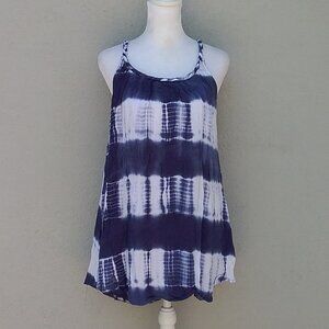 Umgree Women's Tank Top Size Small Navy Blue-White Tie-Dye Sleeveless